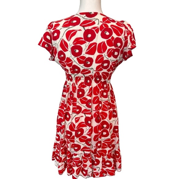 Karakorum Floral Poppy Print V Neck Fit & Flare Short Sleeve Dress Women’s Sz Lg - Picture 4 of 14